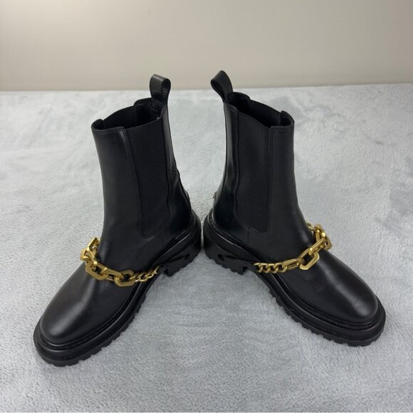 Sandro Leather Black Biker Boots Women's Size 9 - Picture 11 of 13